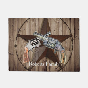 Felpudo texas rústicas estrellas vaquero pistolas de campo