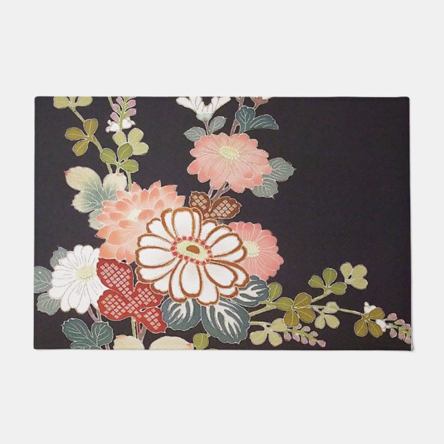 Felpudo Textil japonés de KIMONO, patrón florete (Anverso)