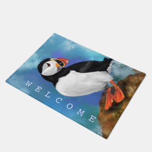 Felpudo Texto de bienvenida de Puffin Doormat
