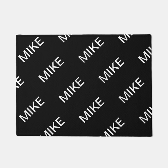 Felpudo Texto de personalizable | Negra y blanca moderna (Anverso)