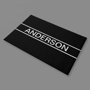 Felpudo Texto de personalizable   Negra y blanca moderna