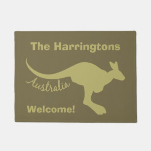 Felpudo Texto del canguro de Australia y estera de puerta