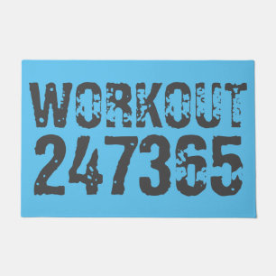 Felpudo Texto desgastado y raspado Workout 247365 azul