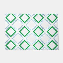 Felpudo Texto mínimo verde azul grande de diamante japonés