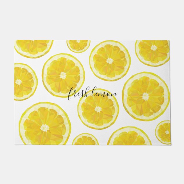Felpudo Texto personalizado de la loncha de limón fresco a (Anverso)