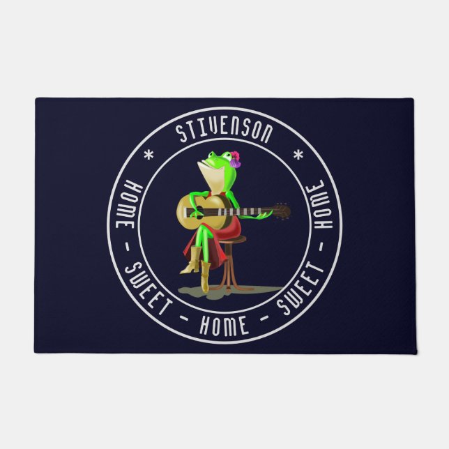 Felpudo Texto personalizado - Rana de guitarra - Hogar dul (Anverso)