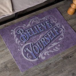 Felpudo Texto retro Florece Violeta De Cita Motivacional