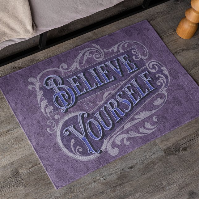 Felpudo Texto retro Florece Violeta De Cita Motivacional (Subido por el creador)