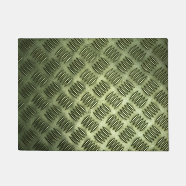 Felpudo Textura de acero metalizado a cuadros industrial (Anverso)