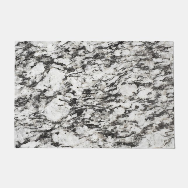 Felpudo Textura de granito | Fondo de mármol negro (Anverso)
