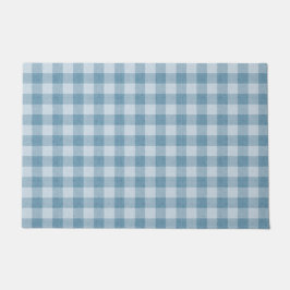 Felpudo Textura de Lino a Cuadros Búfalo Gingham Azul en P