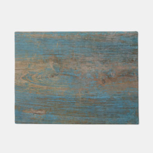 Felpudo Textura de madera de la falsa playa azul