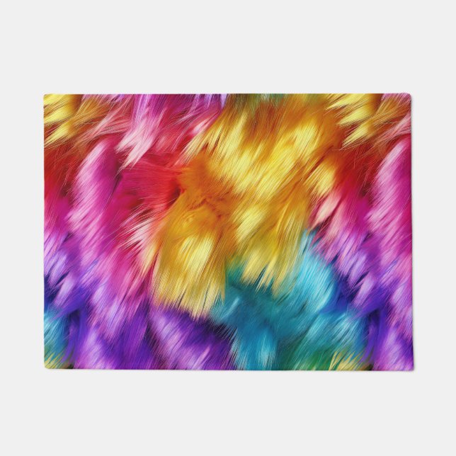 Felpudo textura de pelaje de monstruo falso de arcoíris br (Anverso)