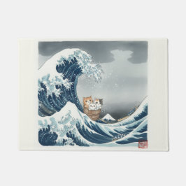 Felpudo The Great Wave off Kanagawa with Cute Kittens