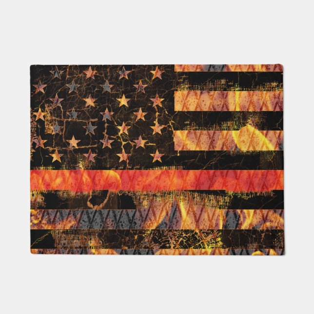 Felpudo Thin Red Line and Flames (Anverso)