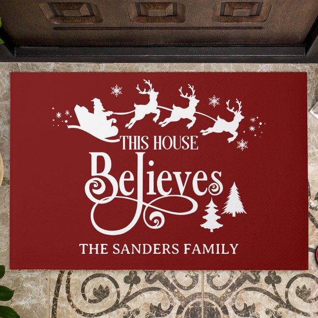 Felpudo This House Believes Cute Christmas Family (Subido por el creador)