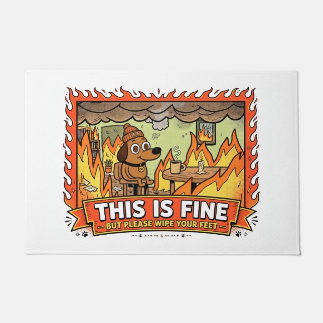 Felpudo This Is Fine Dog Funny Fire Doormat (Anverso)