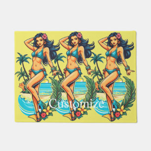 Felpudo Thunder_Cove, Chica de playa de Bikini con pelo ne