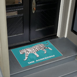 Felpudo Tigre blanco Verde azulado, azul turquesa personal