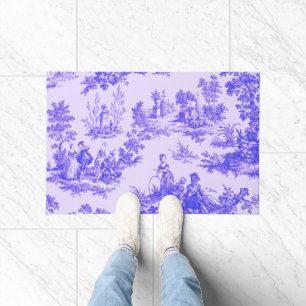 Felpudo Tile de jouy azul y blanco elegante