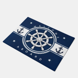 Felpudo Timón de barco azul marino náutico Ancla