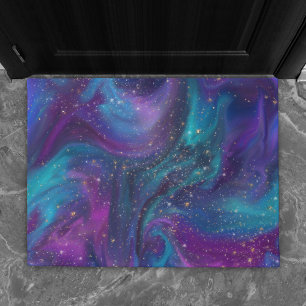 Felpudo Tinta cósmica Galaxia azul turquesa púrpura Nebu