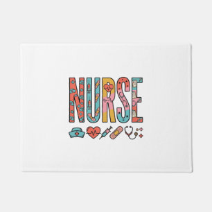 Felpudo Tipografía de enfermera vintage icono médico diseñ