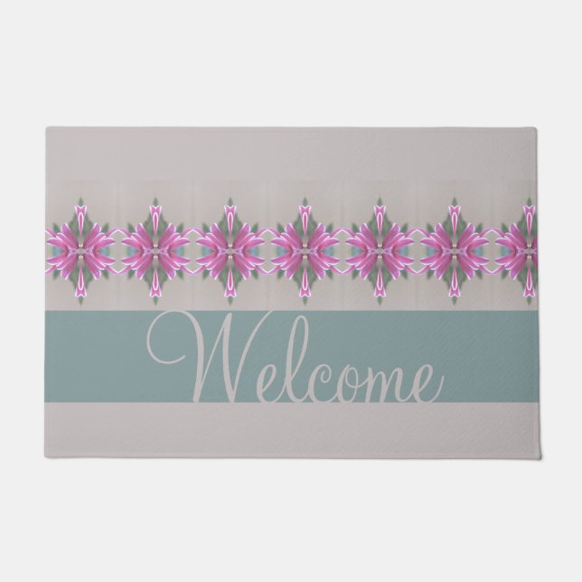 Felpudo Tipografía de guiones grises con verde Verde azula (Anverso)