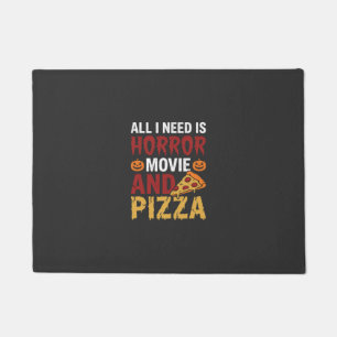Felpudo Tipografía de película de terror y pizza de Hallow