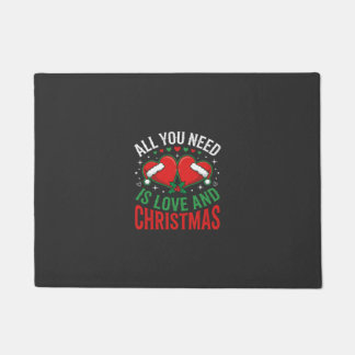 Felpudo Tipografía de Sombrero de Santa Amor de Navidad