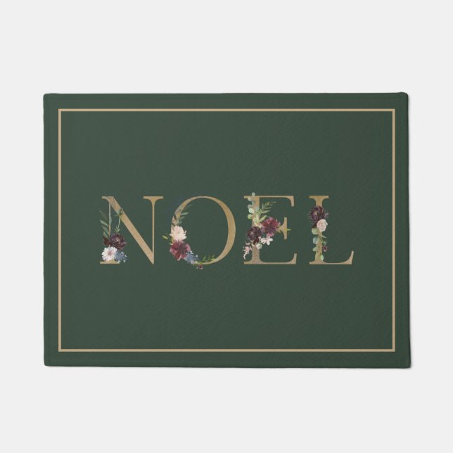 Felpudo Tipografía floral elegante de Noel de vacaciones (Anverso)