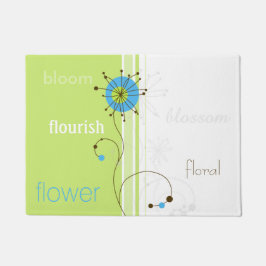 Felpudo Tipografía verde de flor simple moderna