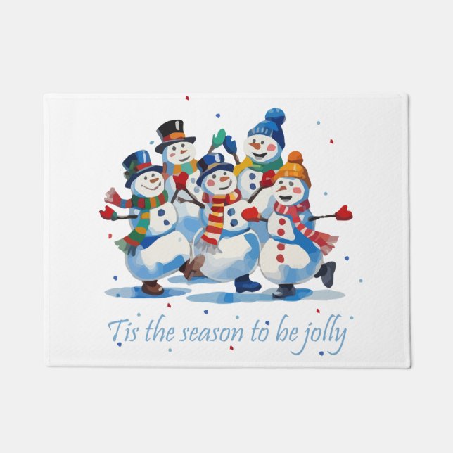 Felpudo Tis the Season to be Jolly Dancing Jolly Snowmen (Anverso)