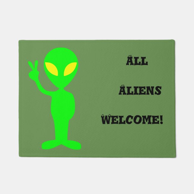 Felpudo "Toda la recepción de los extranjeros!" Doormat (Anverso)