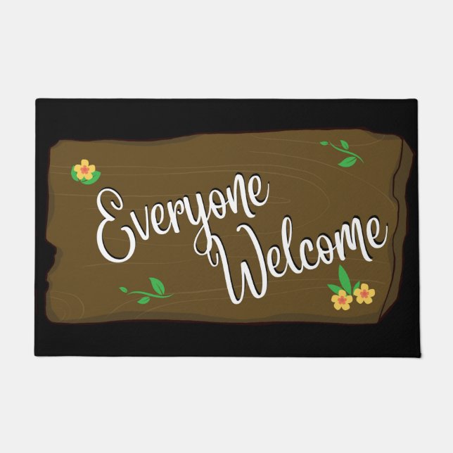 Felpudo Todos bienvenidos a doormat (negro) (Anverso)