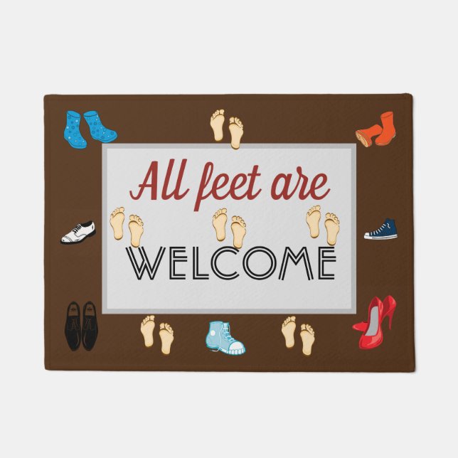Felpudo "Todos los pies son bienvenidos" Doormat (Anverso)