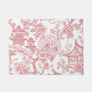 Felpudo Toile de Chinoiserie Rosa Dragón Flor de Cerezo
