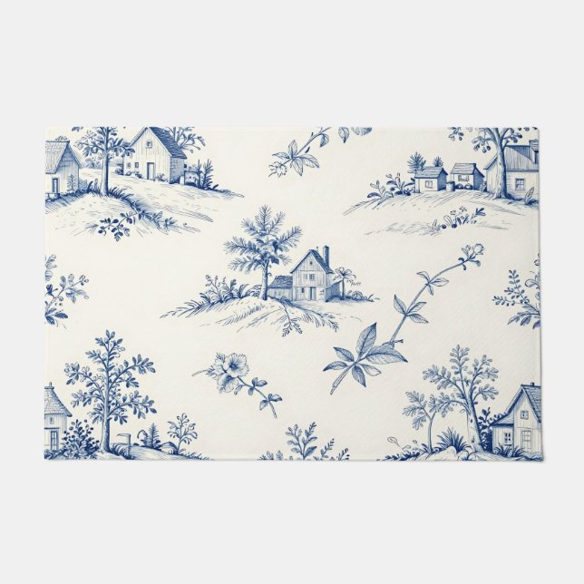 Felpudo Toile de Jouy Countryside Seamless Pattern (Anverso)