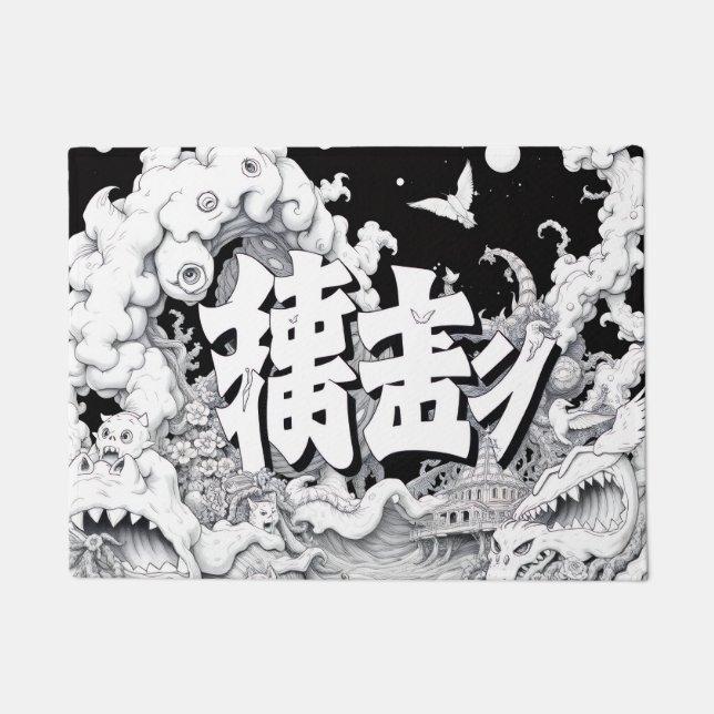 Felpudo Tokio Blanco y Negro (Anverso)