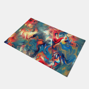 Felpudo Tonos azul y rojo manchados, pintura satinada digi