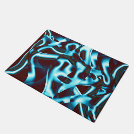 Felpudo Tonos de cian azul en cintas abstractas y rojo osc