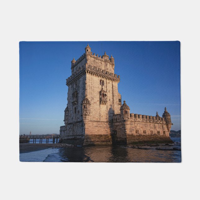 Felpudo Torre Belem al atardecer en Lisboa, Portugal (Anverso)