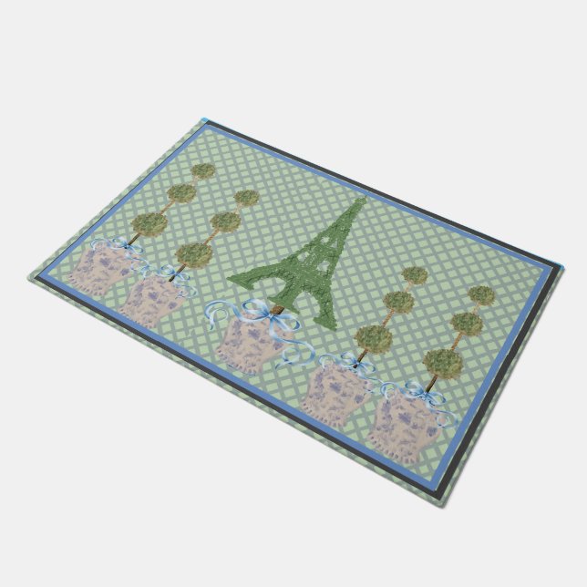 Felpudo Torre Eiffel Verde Topiary Ginger Jars Doormat (Angular)