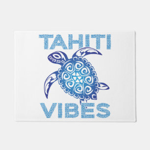 Felpudo Tortuga azul tribal polinesia Tahití Vibes