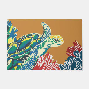 Felpudo Tortuga de mar de natación Doormat de verano, nuev