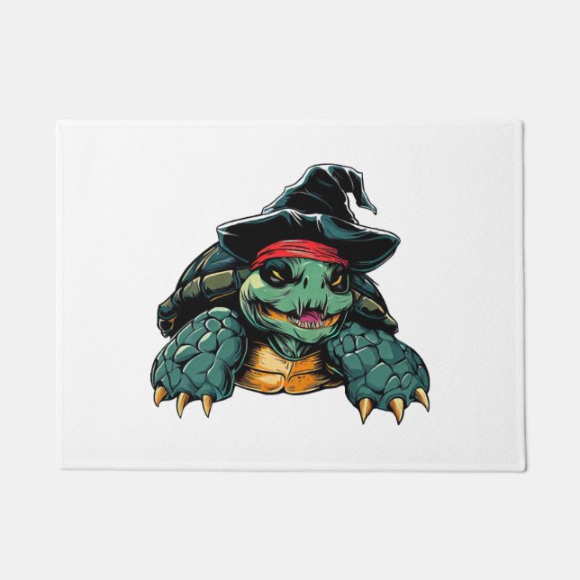 Felpudo Tortuga en Gorra bruja Halloween Fun espeluznante (Anverso)