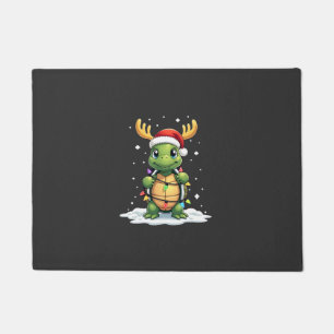 Felpudo Tortuga Marina Santa Luces de Navidad Cute Xmas Ho