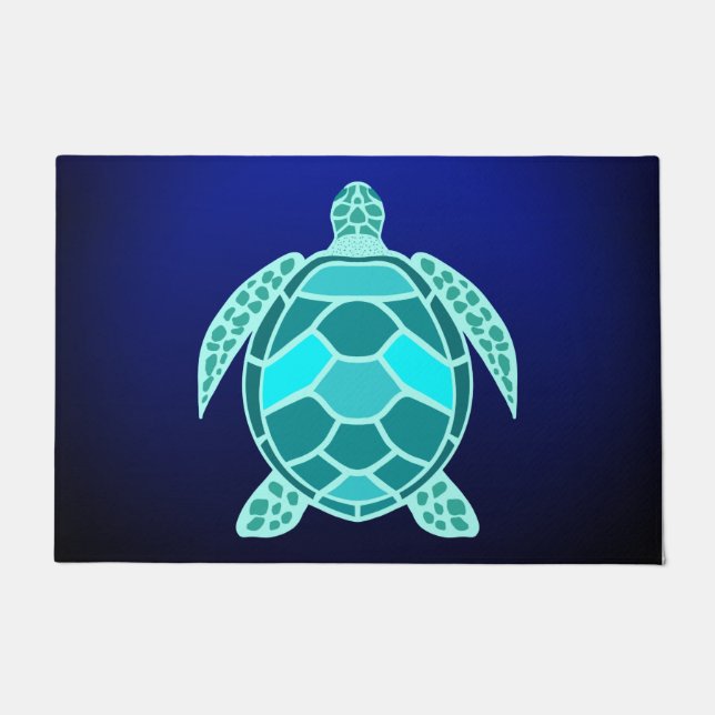 Felpudo Tortuga verde azulada azul turquesa (Anverso)