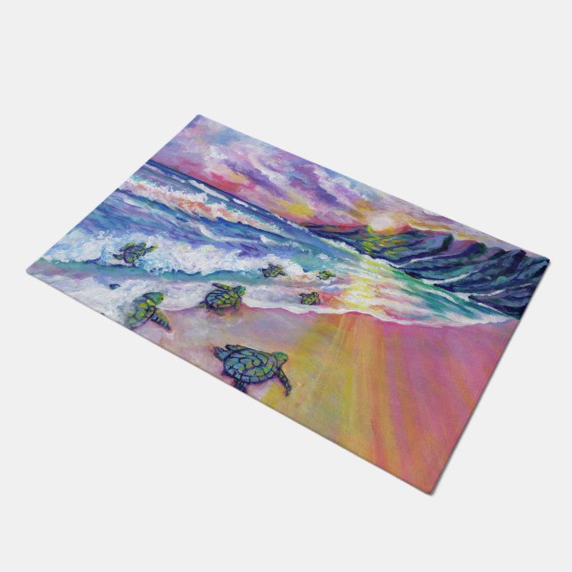 Felpudo Tortugas marinas bebés de Kauai Hawaii (Angular)