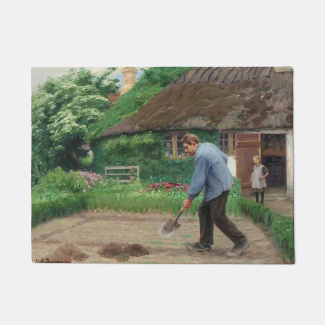 Felpudo Trabajo nocturno en el jardín (por H.A. Brendekild (Anverso)